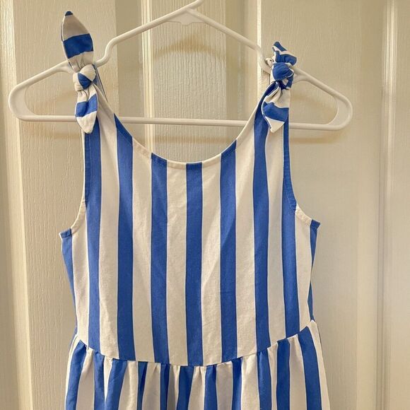 Zara Girls Blue Striped Dress With Bow Tie Straps Size 11-12 NWT - Picture 2 of 12
